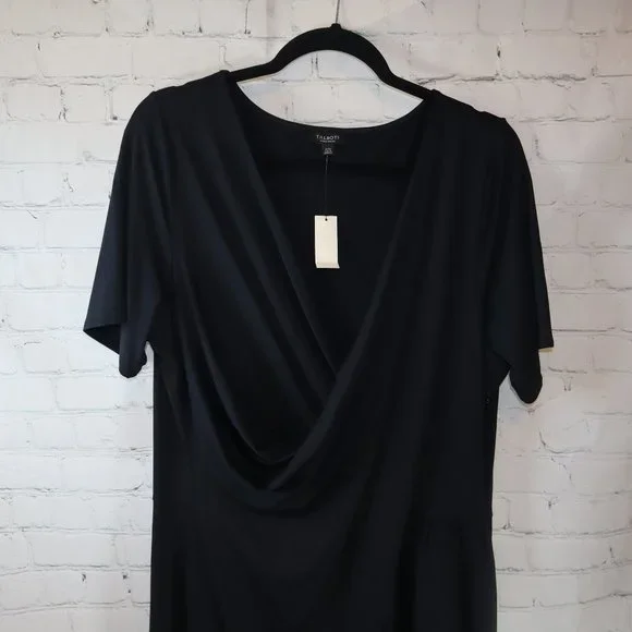 Talbots Black Short Sleeve Faux Wrap Sheath Midi Dress Women's Size 2XP-NWT - Picture 2 of 9